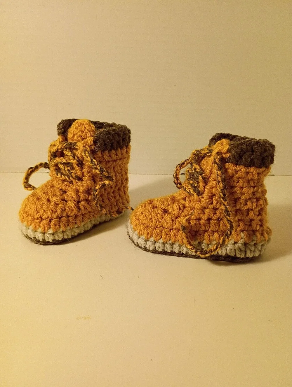 Handmade Crochet Baby Timberland Work Booties 0-3 Months
